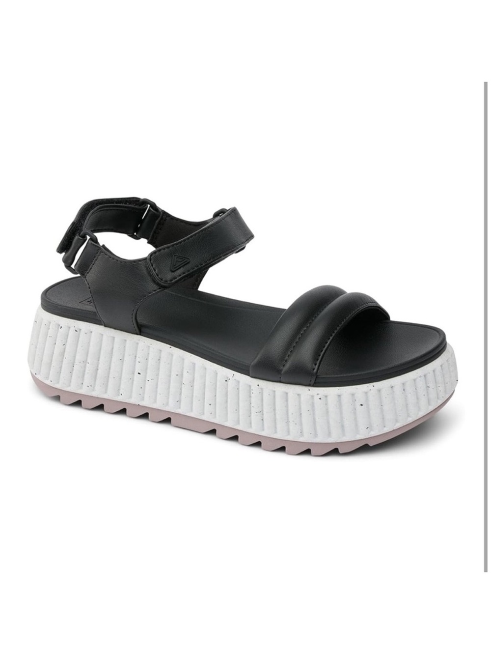 REEF Women's Black White Ankle Strap Vista Higher Raya Platform Sandals